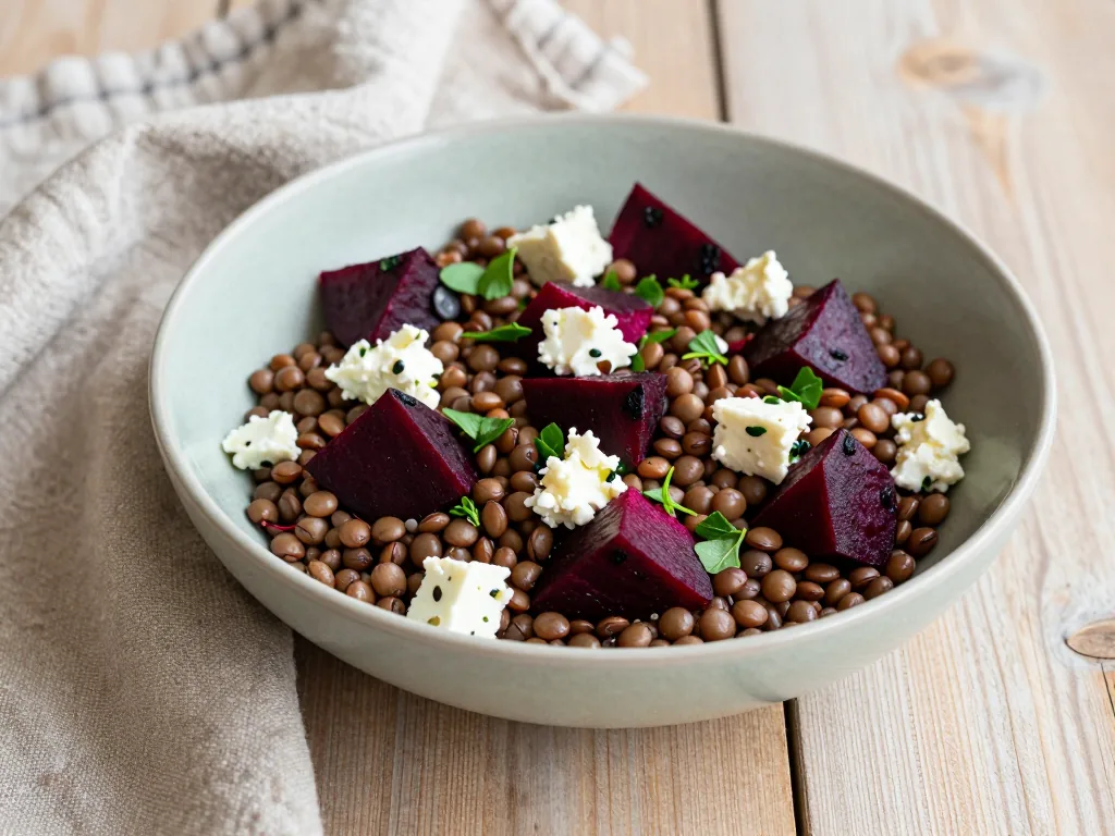 Belugalinsen Salat mit roter Beete