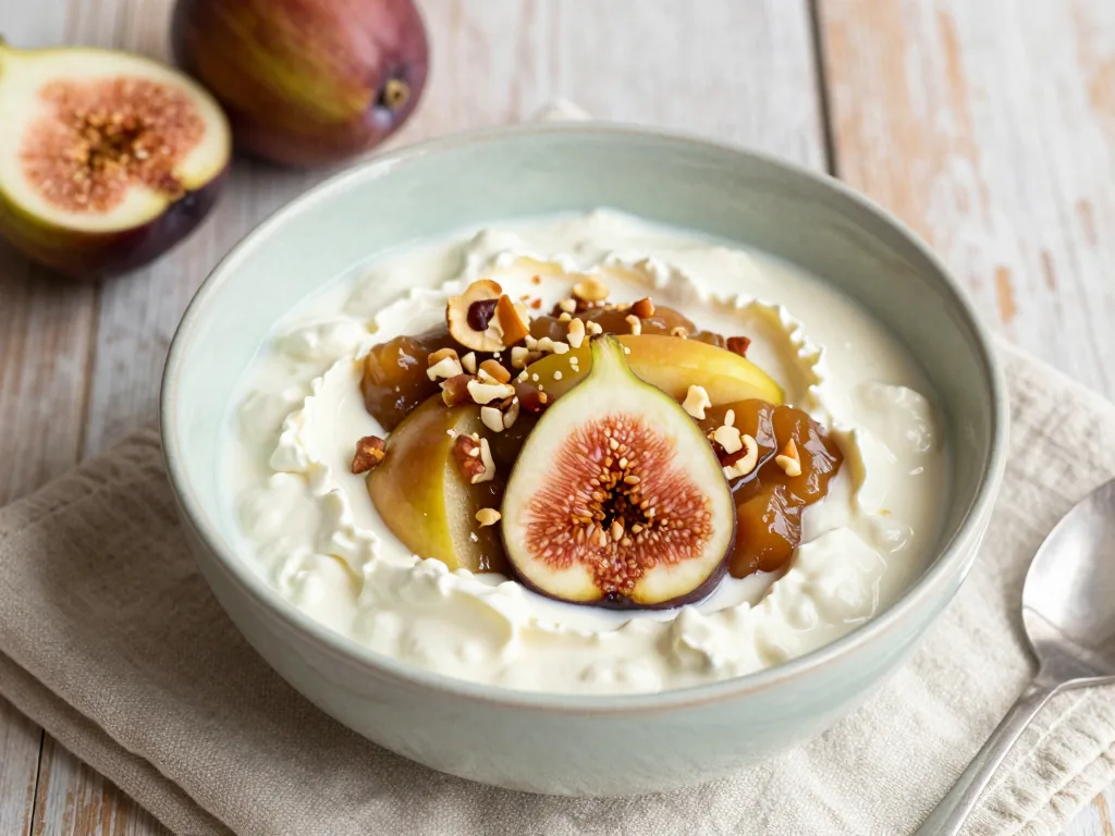 Quark-Bowl mit Apfel-Feigen-Kompott