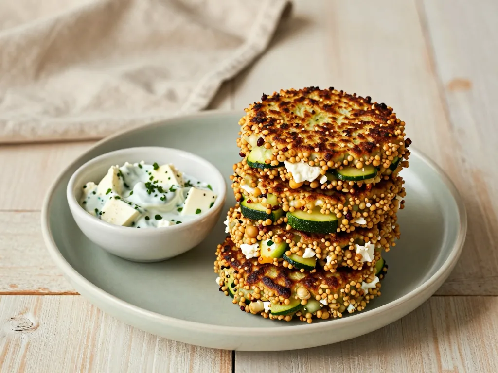 Quinoa Bratlinge mit Zucchini und Feta