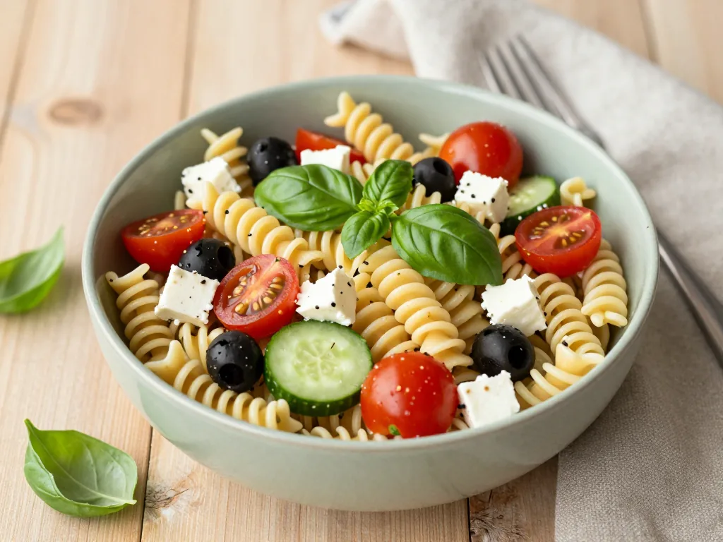 Schneller mediterraner Nudelsalat