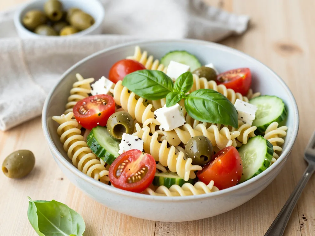 Schneller mediterraner Nudelsalat